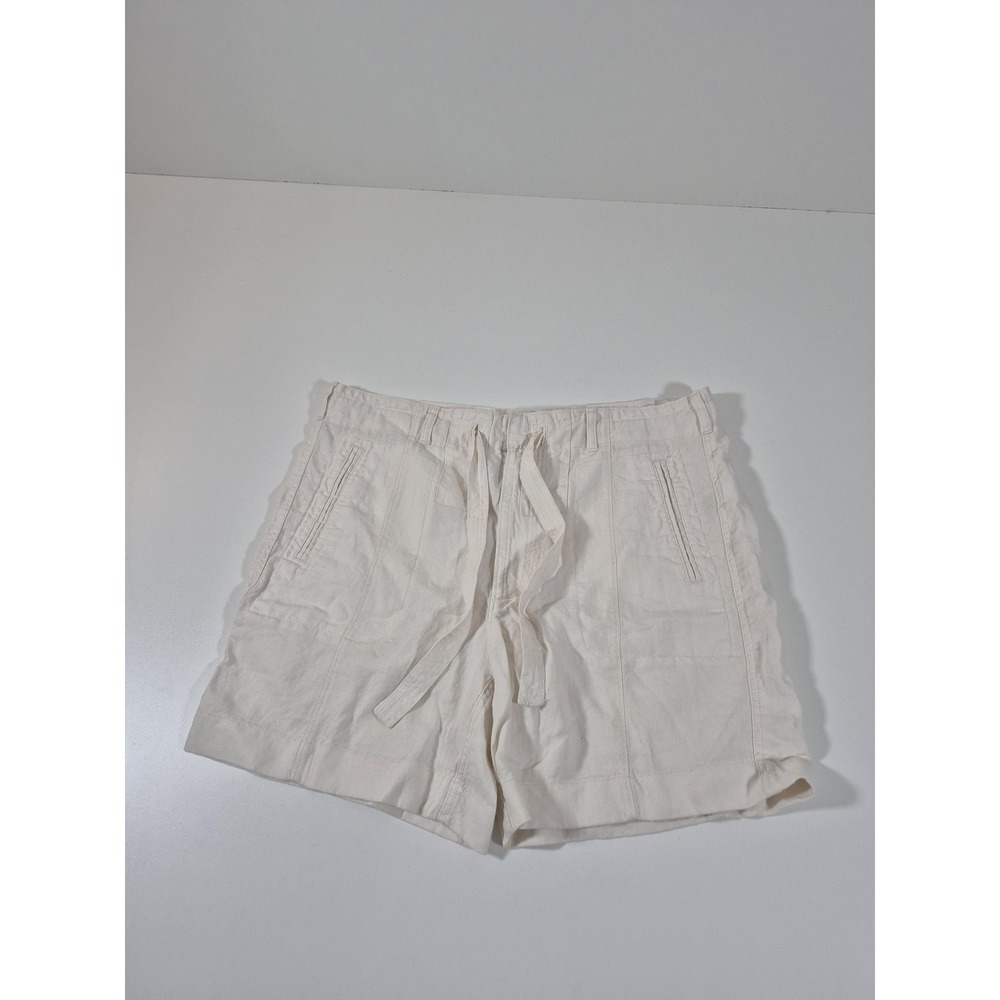 Polo Ralph Lauren Linen Shorts Womens 6 White Belted Drawstring Relaxed Fit FLAW